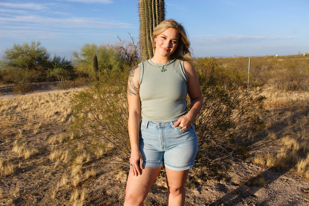 Round Neck Ribbed Tank