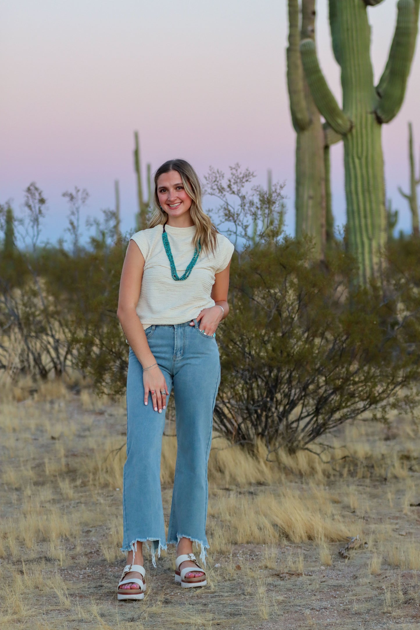 Beige Cap Sleeve Top