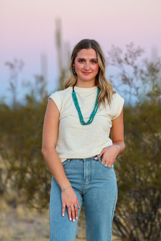 Beige Cap Sleeve Top