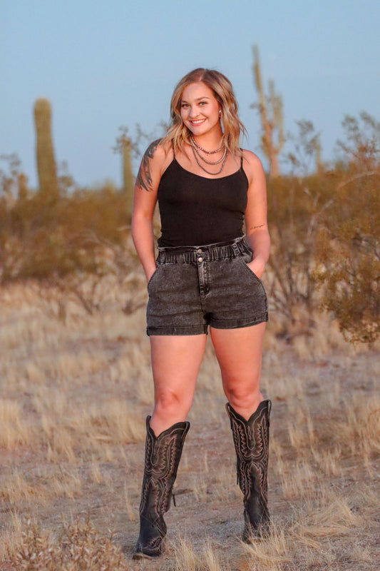 Black Frilled Shorts