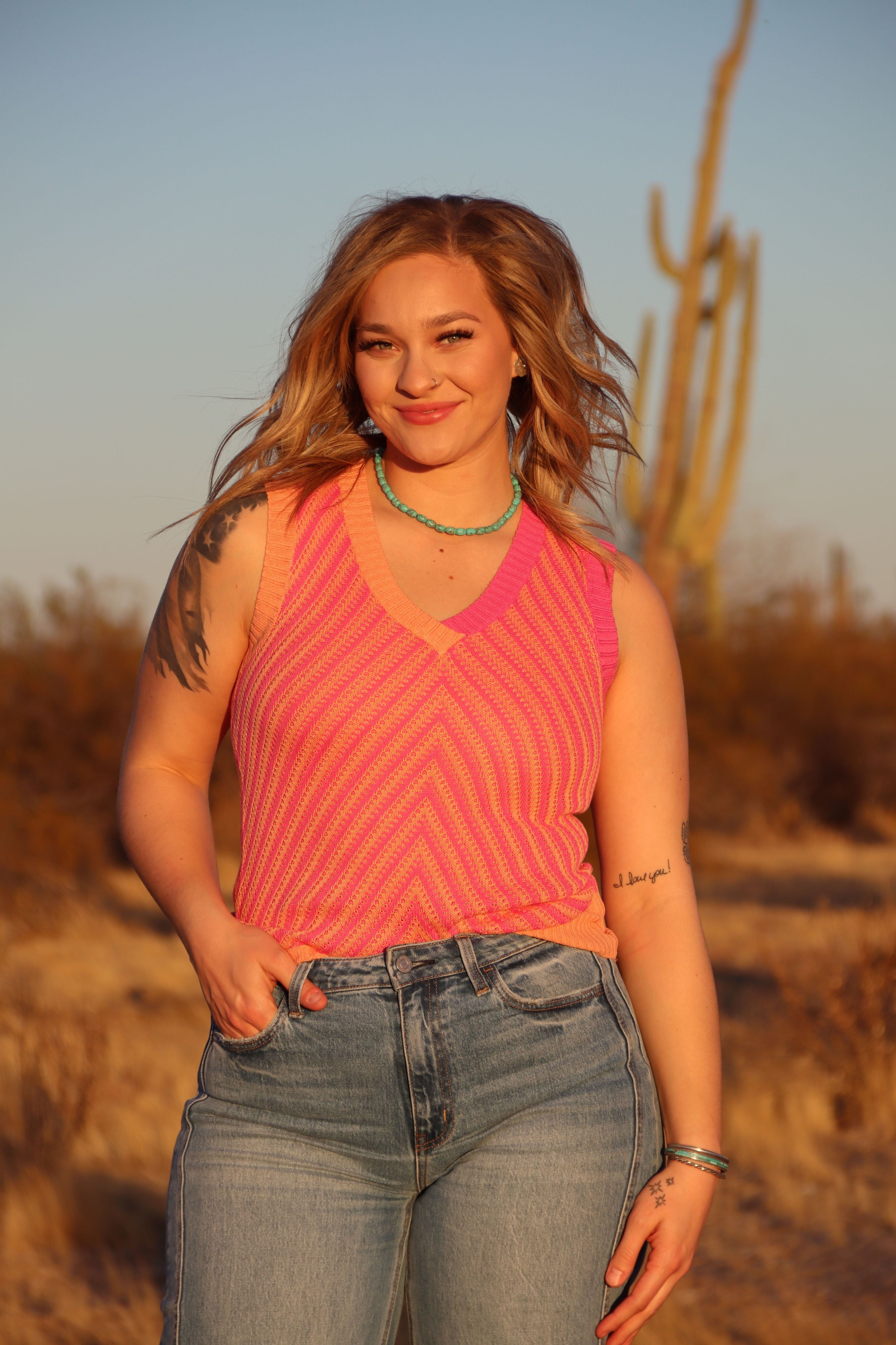 Pink & Orange Knit Vest