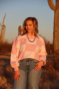 Pink Checkered Sweater